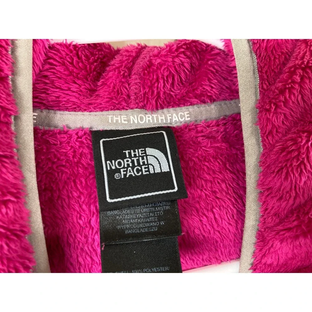 The North Face Fleece Jacket Girls L14/16 Pink Full Zip Hooded Denali School